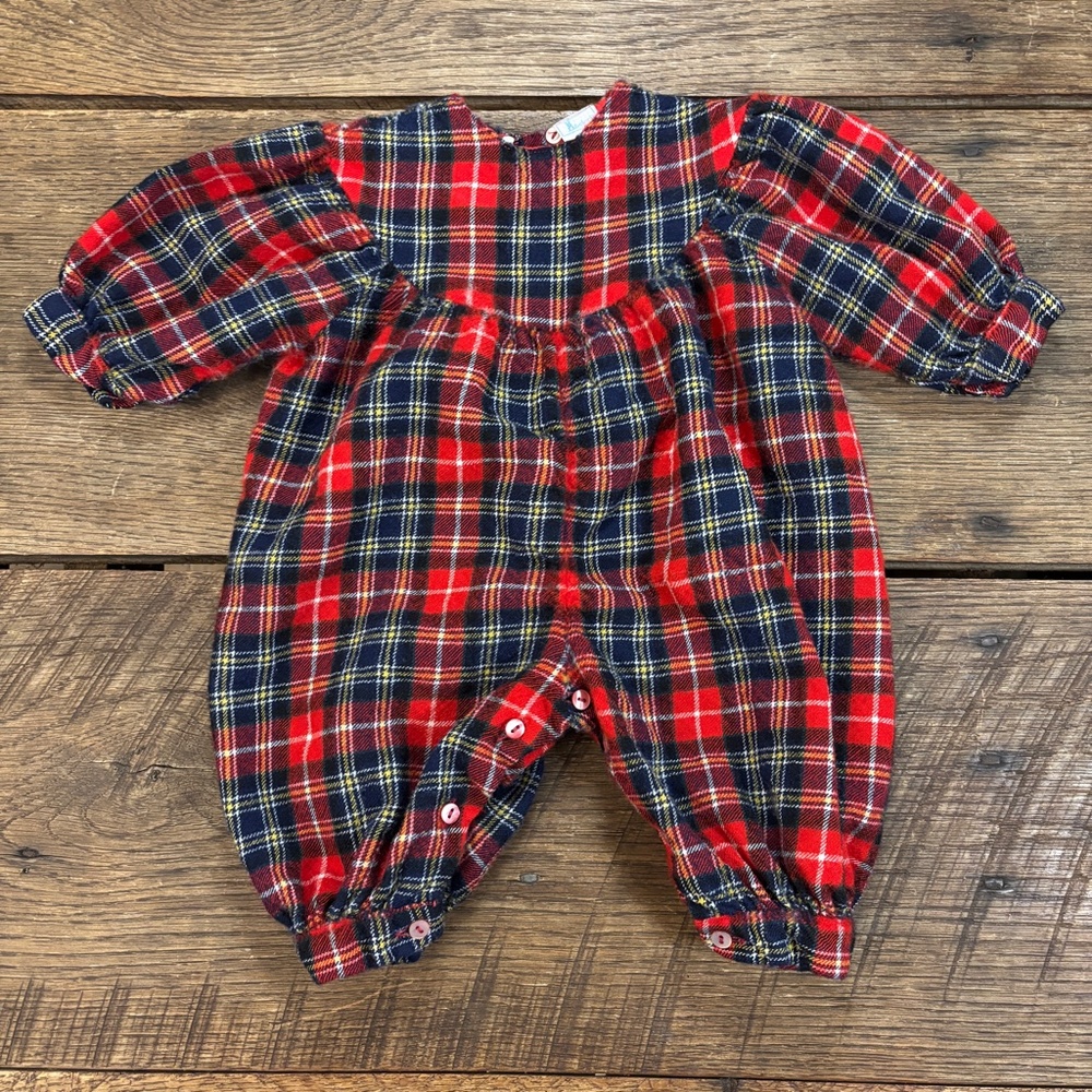Vintage Pappa &‎ Ciccia Romper 100% Wool Plaid Buttons Size 6 months